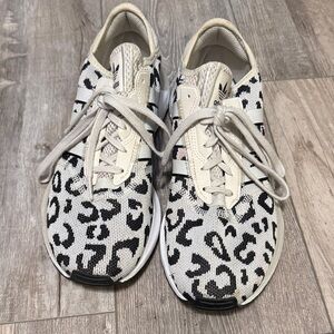 Adidas Women's Sneakers with Leopard Pattern - Black and White